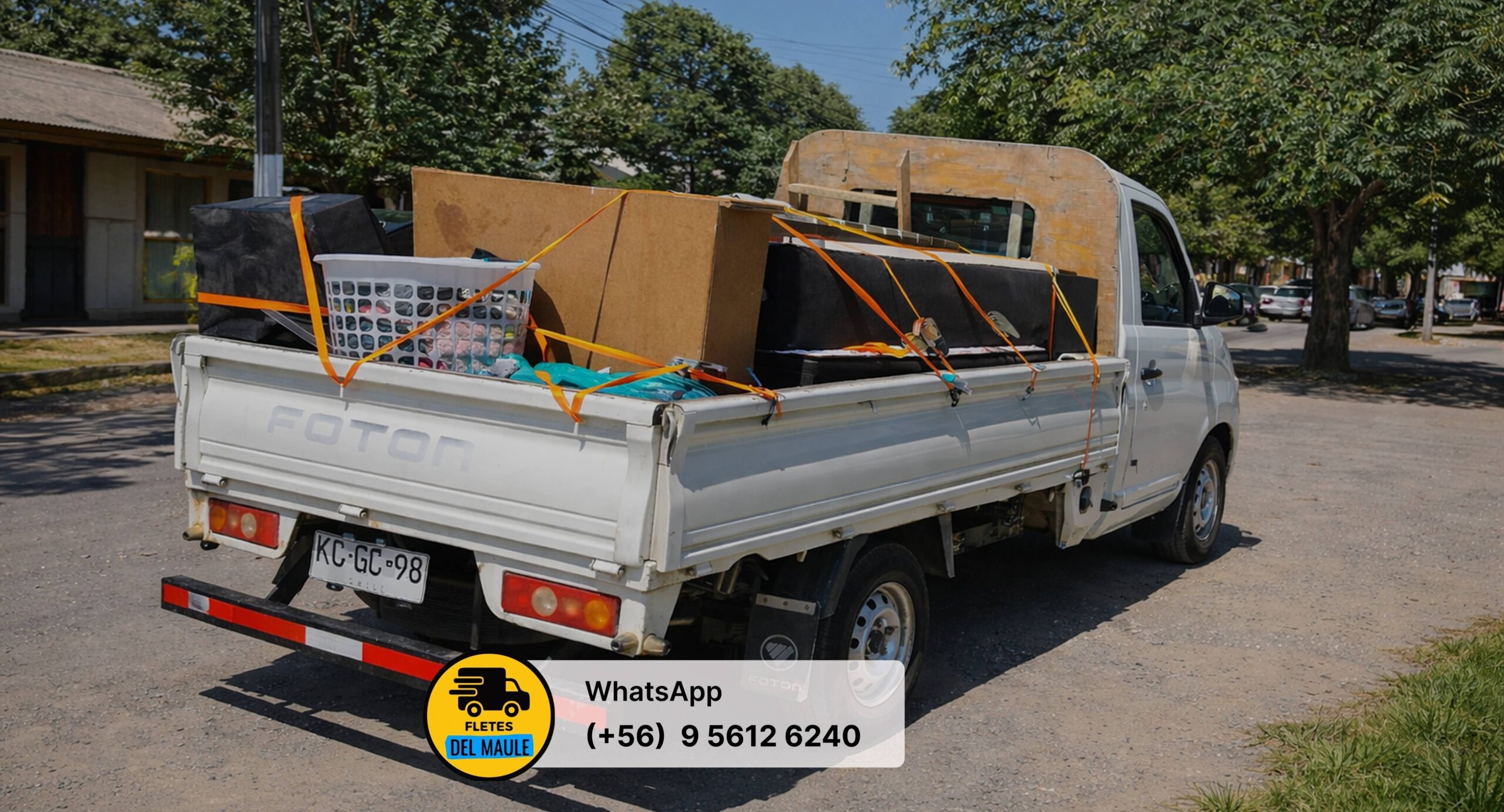 camión de mudanza en Talca cargando muebles en traslado de casa